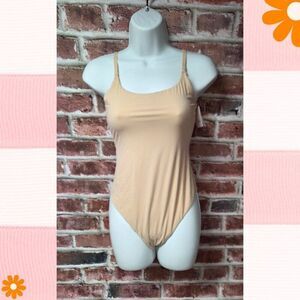 Auden Beige Sleeveless Cami Bodysuit – Women’s Medium Adjustable Stretch NEW